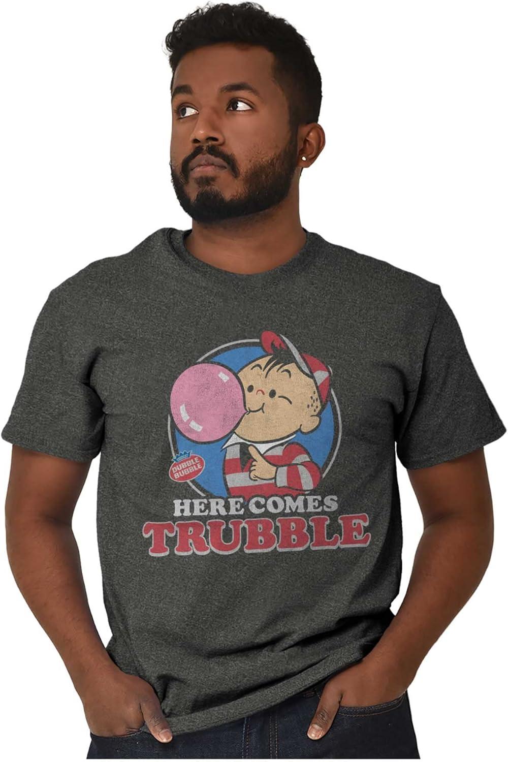 imageVintage Dubble Bubble Here Comes Trouble Graphic T Shirt Men or WomenDark Heather
