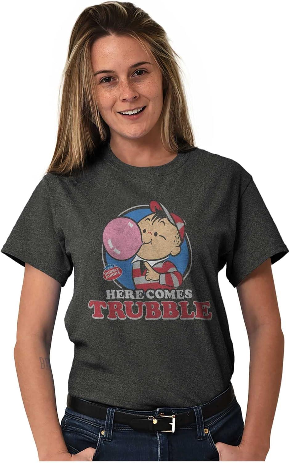 imageVintage Dubble Bubble Here Comes Trouble Graphic T Shirt Men or WomenDark Heather