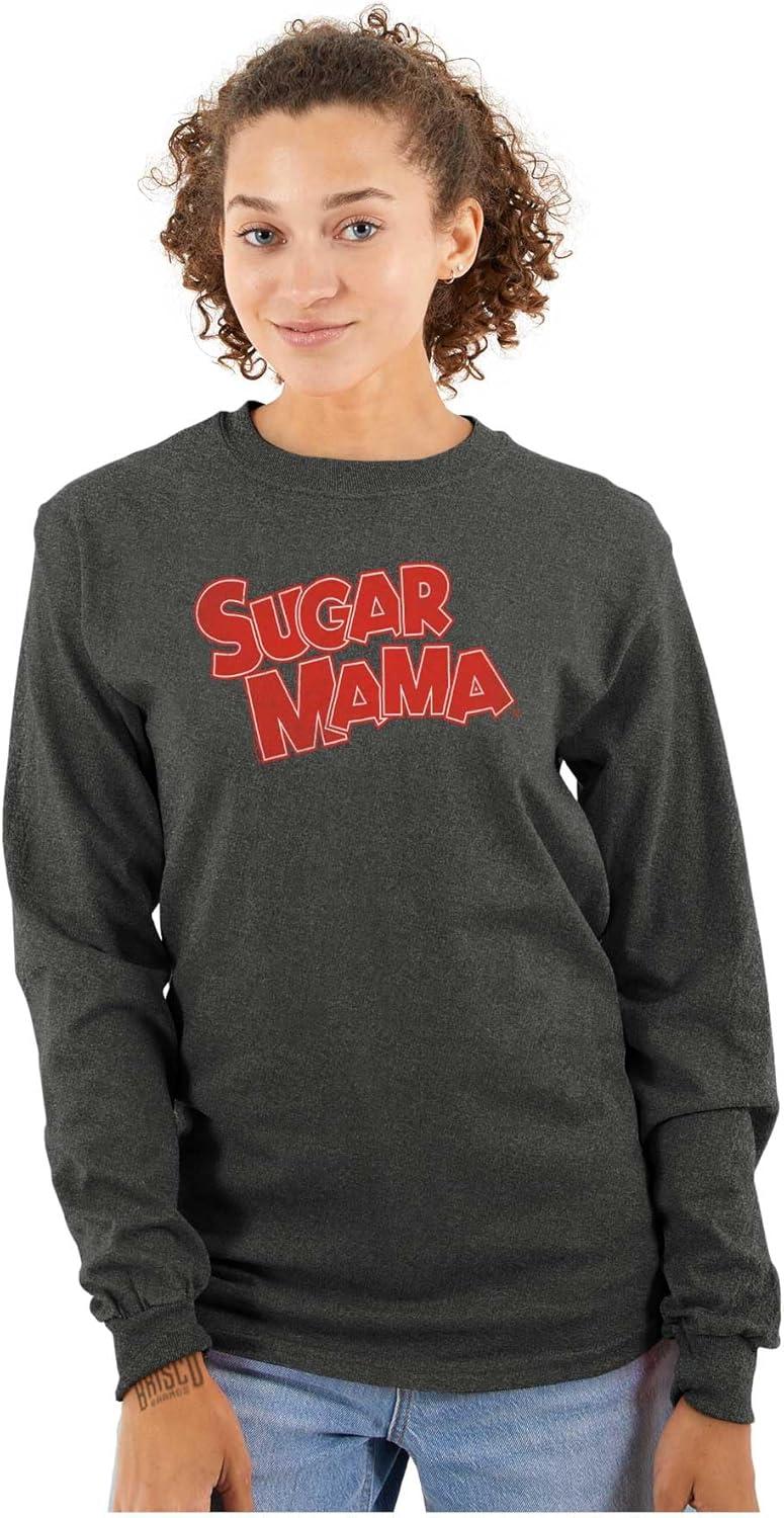 imageVintage Retro Candy Sugar Mama Logo Womens Long Sleeve T ShirtDark Heather