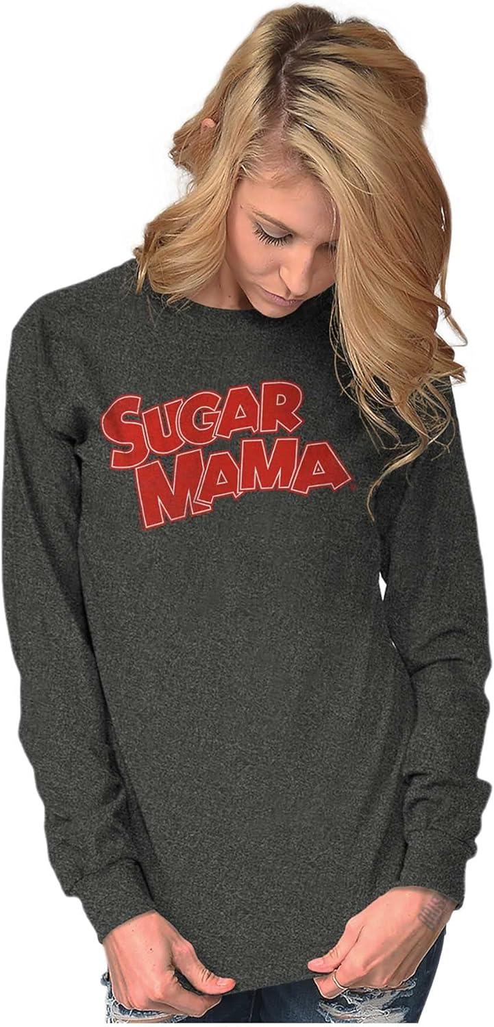 imageVintage Retro Candy Sugar Mama Logo Womens Long Sleeve T ShirtDark Heather