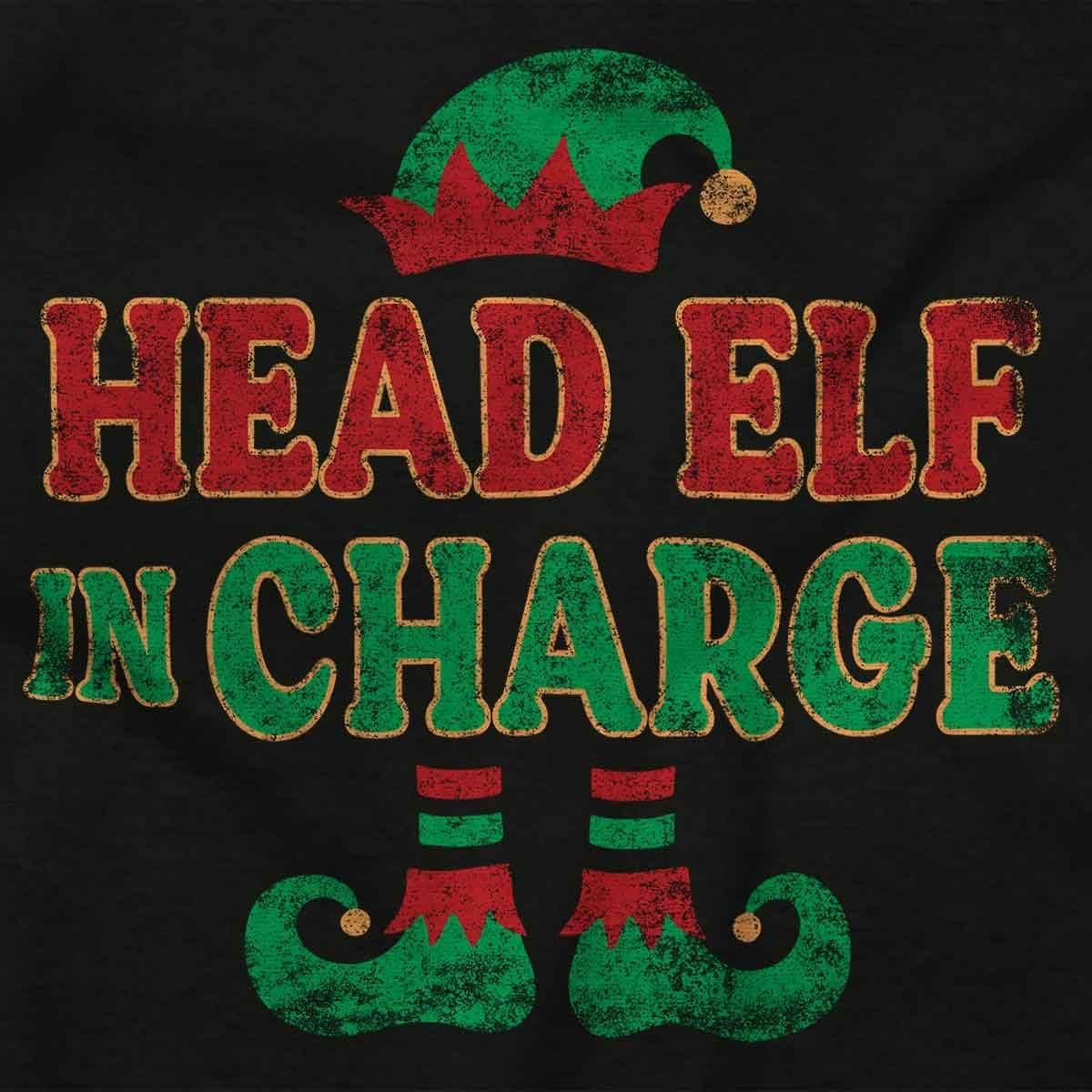 imageXmas Christmas Head Elf in Charge Graphic T Shirt Men or WomenBlack