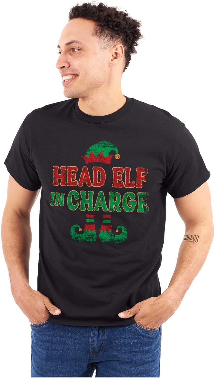 imageXmas Christmas Head Elf in Charge Graphic T Shirt Men or WomenBlack