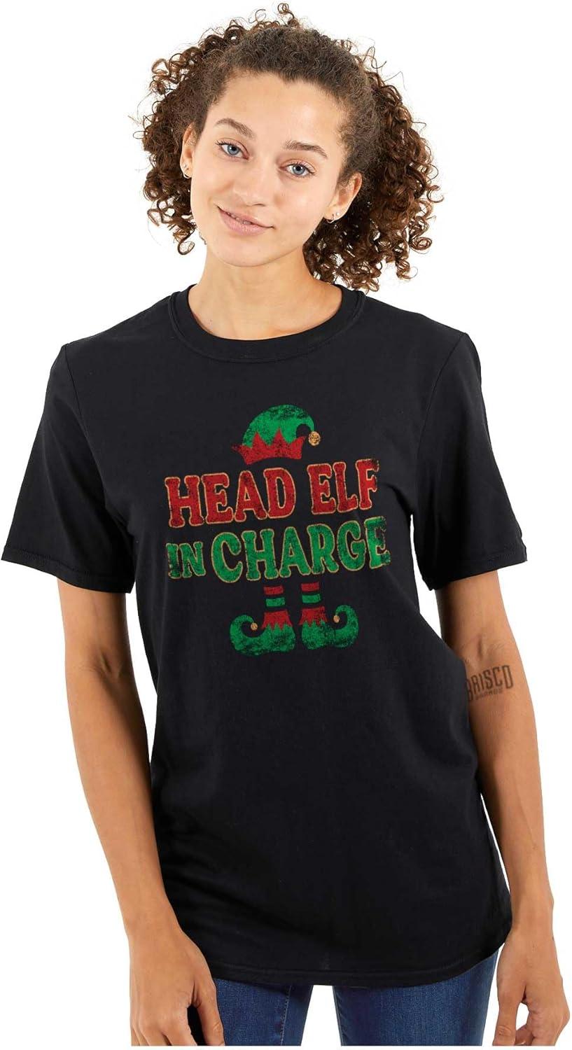 imageXmas Christmas Head Elf in Charge Graphic T Shirt Men or WomenBlack