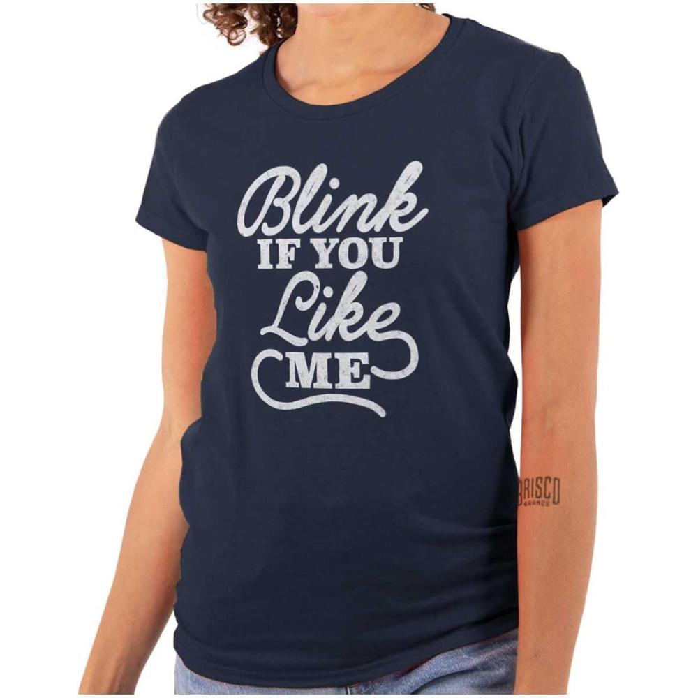 imageBlink If You Like Me Funny Sarcastic Womens Slim Fit Graphic TeeNavy