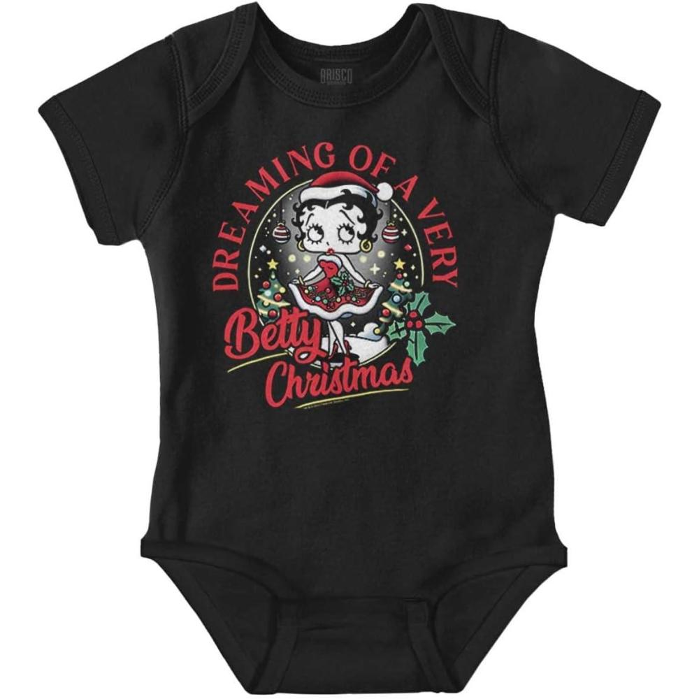 imageBrisco Brands Betty Boop Dreaming Of Christmas Baby Bodysuit Jumper GirlsBlack