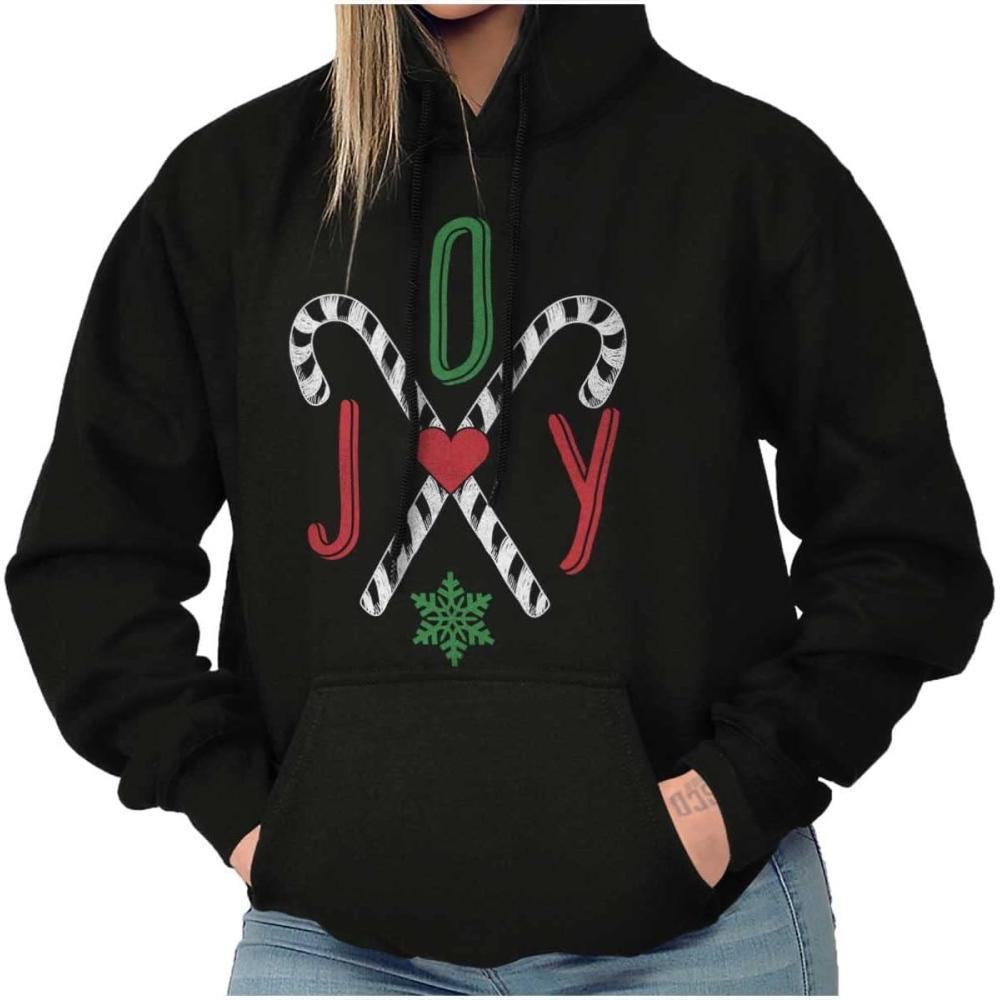 imageBrisco Brands Christmas Candy Cane Joy Hoodie Sweatshirt WomenBlack