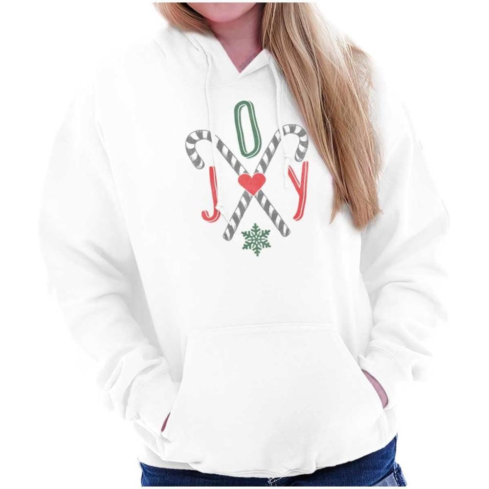 imageBrisco Brands Christmas Candy Cane Joy Hoodie Sweatshirt WomenWhite