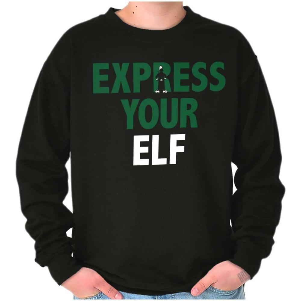 imageBrisco Brands Christmas Express Your Elf Xmas Sweatshirt for Men or WomenBlack