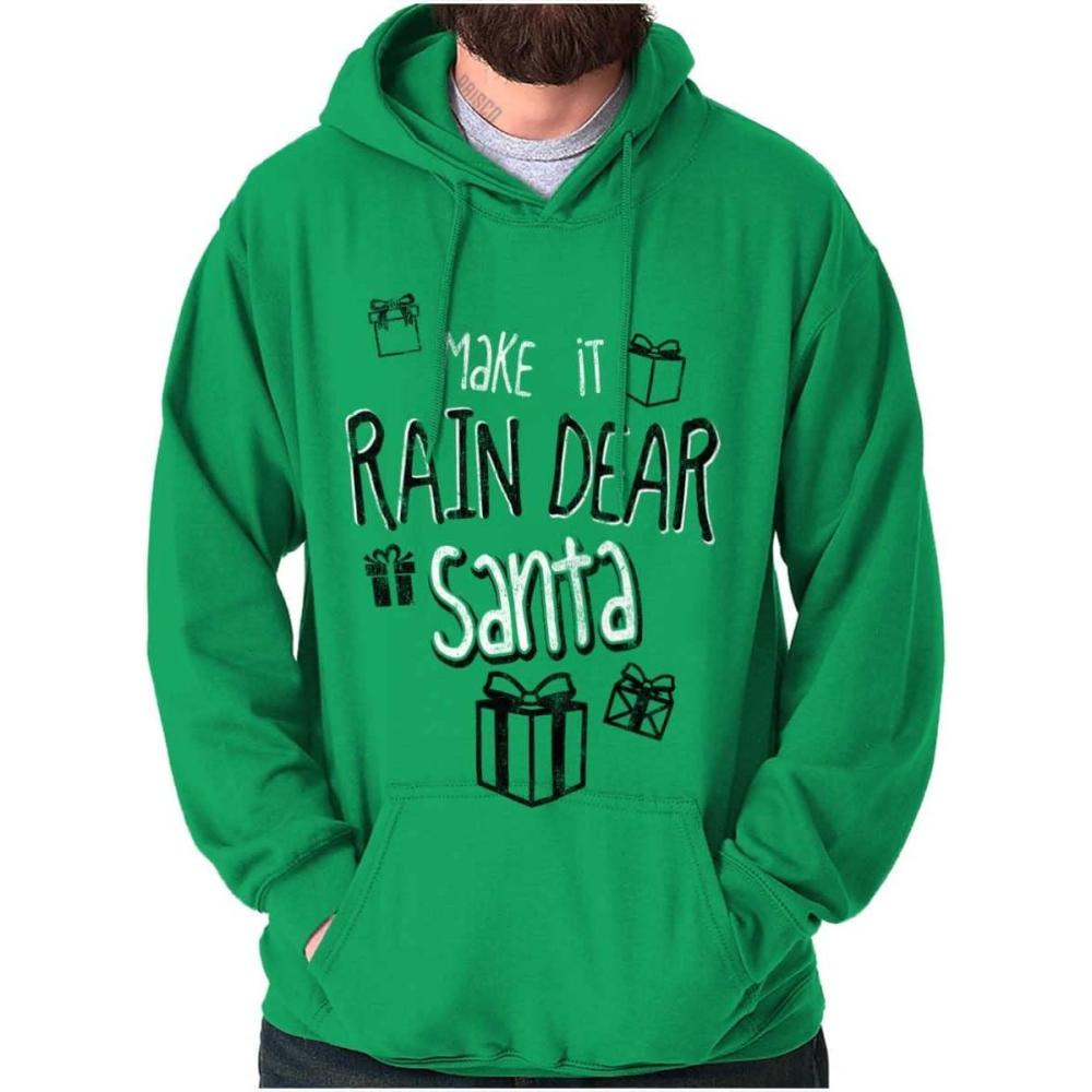 imageBrisco Brands Christmas Make It Rain Dear Santa Hoodie Sweatshirt Women MenIrish Green