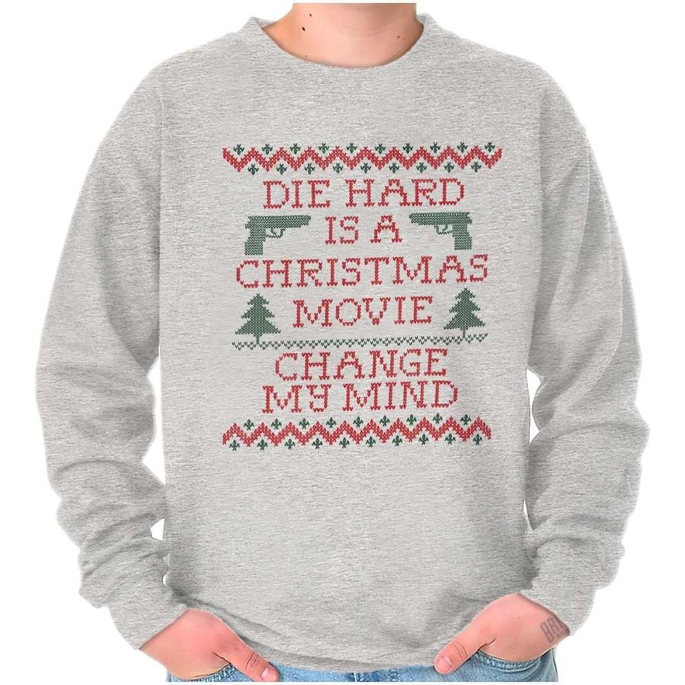 imageBrisco Brands Christmas Movie Change My Mind Sweatshirt for Men or WomenSport Grey