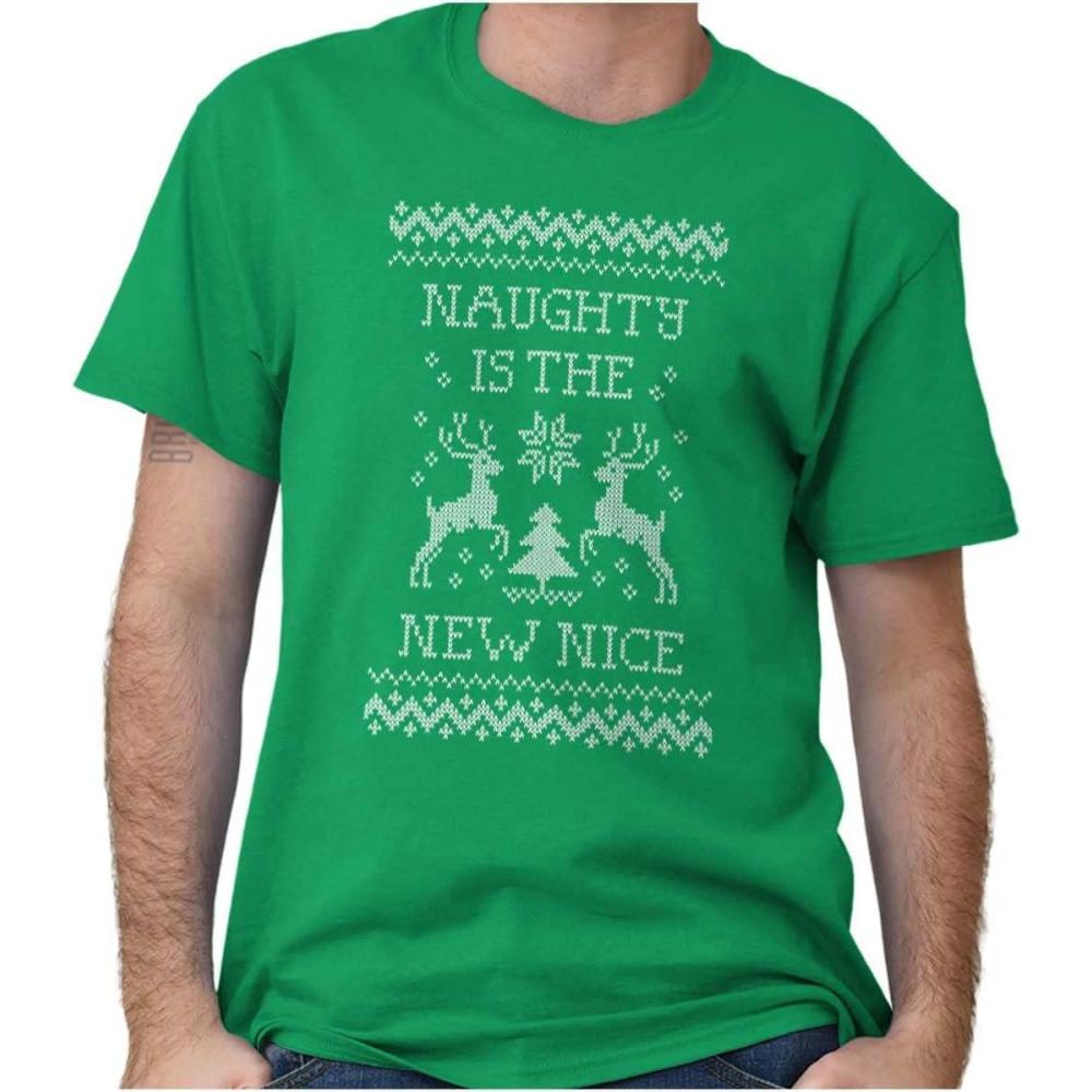 imageBrisco Brands Christmas Naughty is The New Nice Graphic T Shirt Men or WomenIrish Green