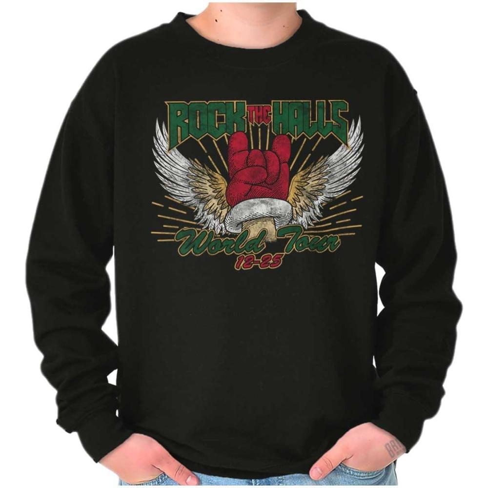 imageBrisco Brands Christmas Rock The Halls World Tour Sweatshirt for Men or WomenBlack