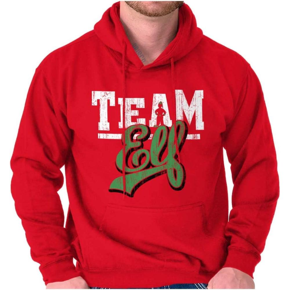 imageBrisco Brands Christmas Team Elf Santas Helper Hoodie Sweatshirt Women MenRed