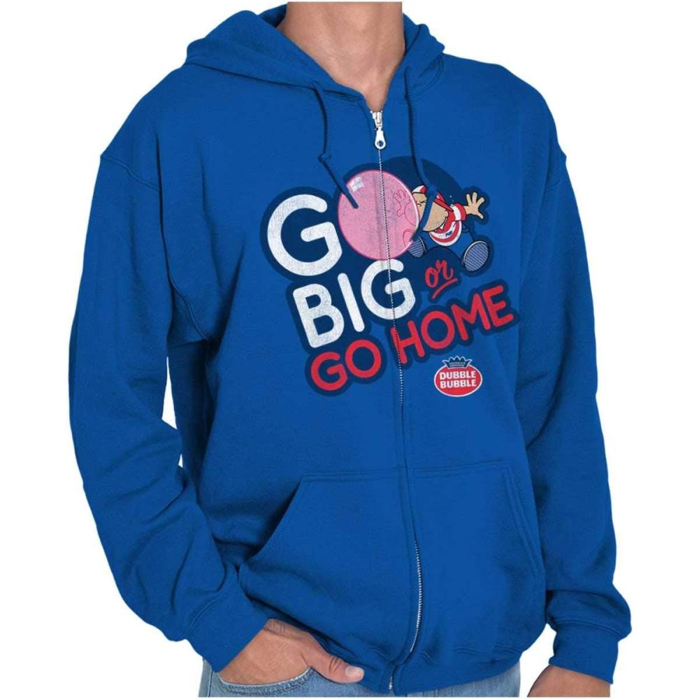 imageBrisco Brands Dubble Bubble Go Big Or Go Home Logo Zip Up Hoodie Mens WomensRoyal