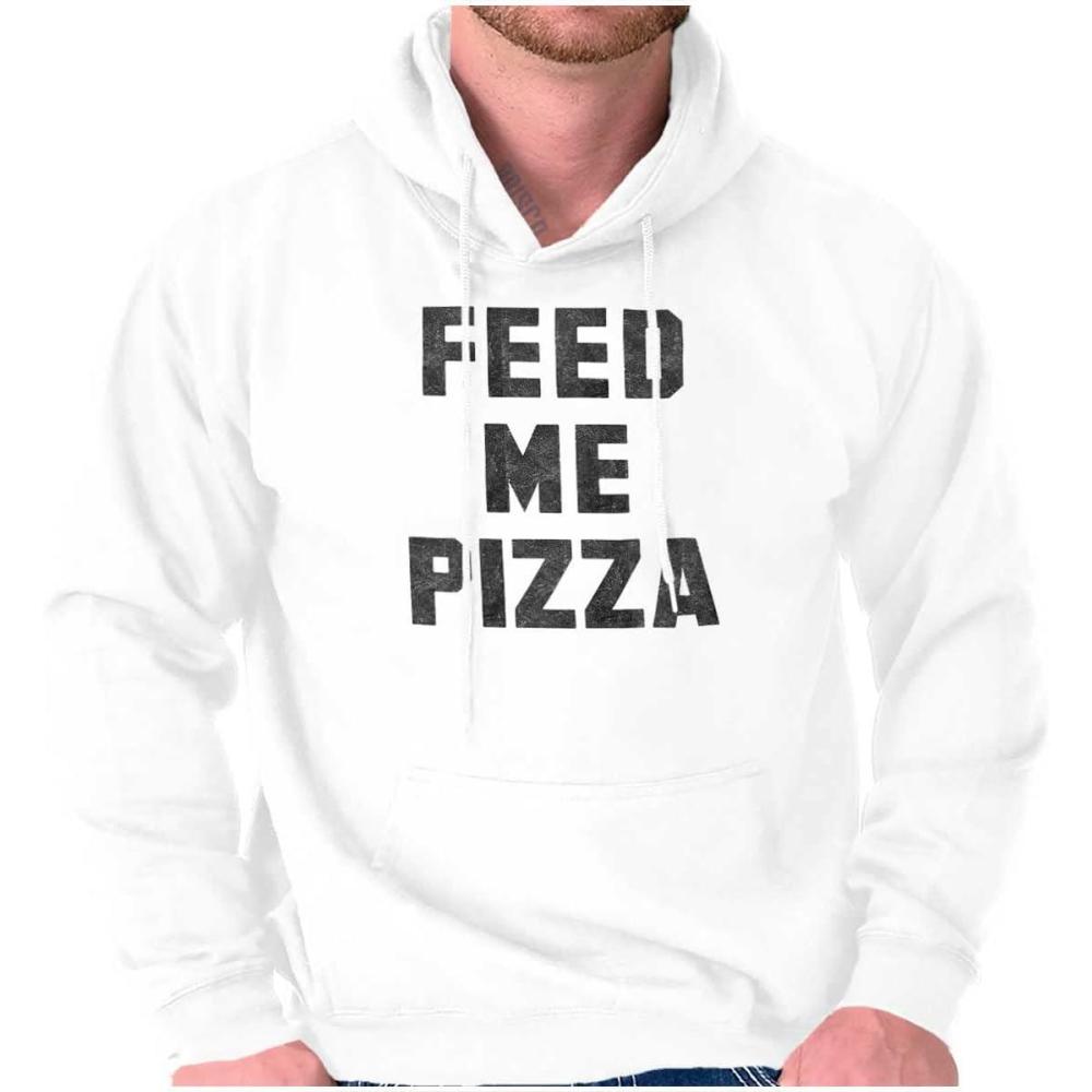 imageBrisco Brands Feed Me Pizza Hoodie Sweatshirt Women MenWhite