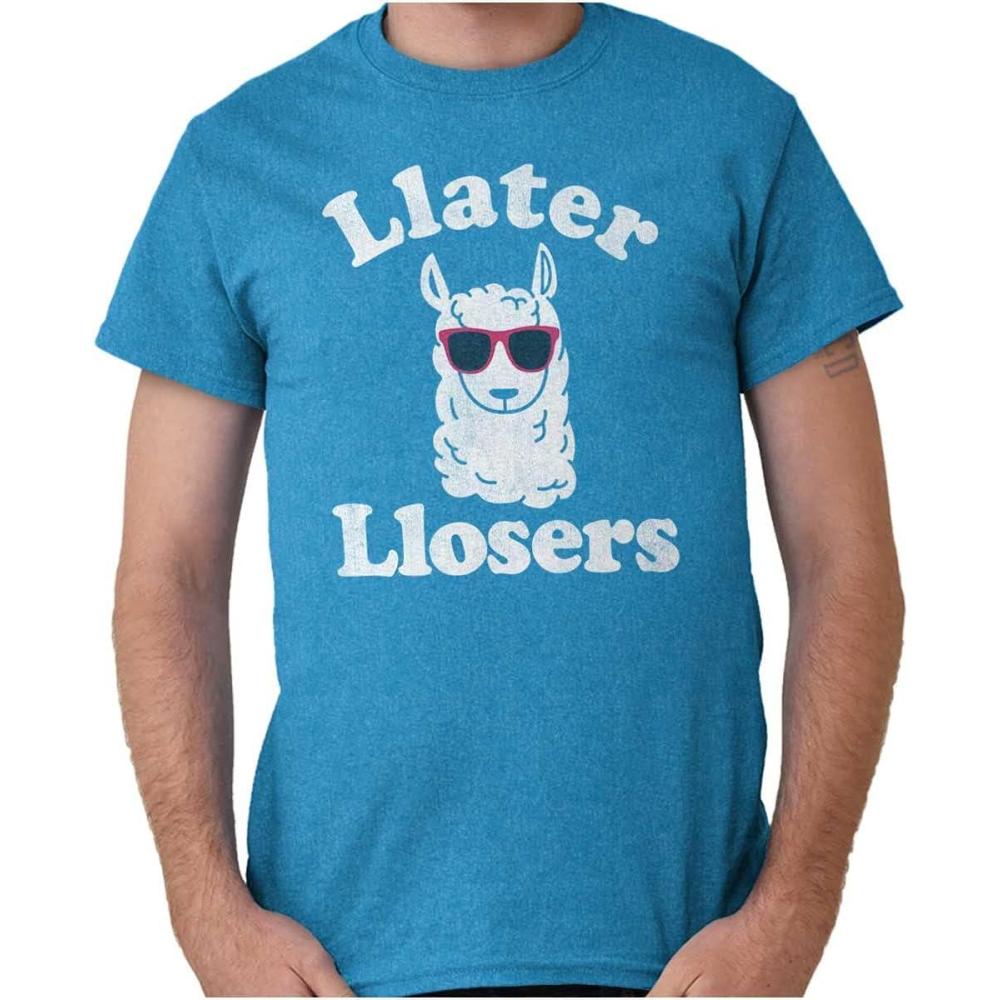 imageBrisco Brands Llater Losers Nerdy Geeky Cute Llama Graphic T Shirt Men or Women Heather Sapphire