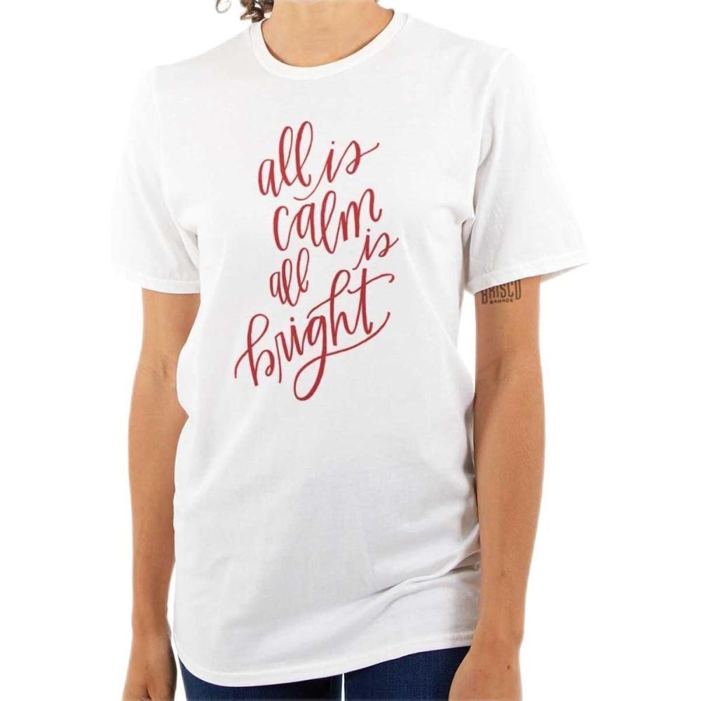 imageChristmas All Calm and Bright Womens Graphic T Shirt TeesWhite