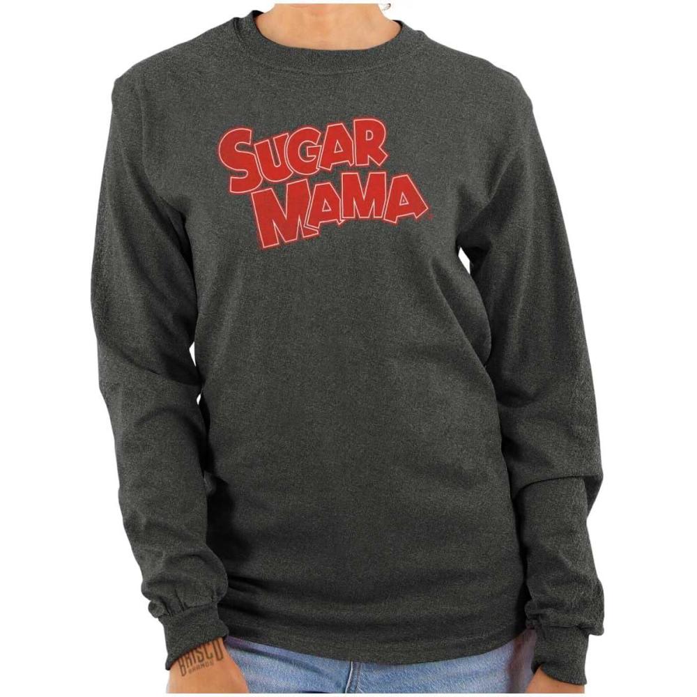 imageVintage Retro Candy Sugar Mama Logo Womens Long Sleeve T ShirtDark Heather