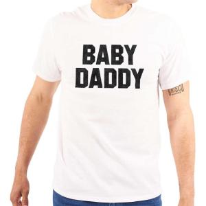 Baby Daddy Funny Expecting Fathers Mens Graphic T Shirt Tees(White)