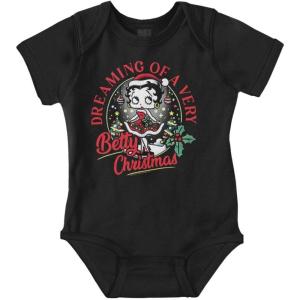 Brisco Brands Betty Boop Dreaming Of Christmas Baby Bodysuit Jumper Girls(Black)