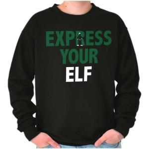 Brisco Brands Christmas Express Your Elf Xmas Sweatshirt for Men or Women(Black)