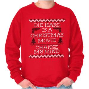 Brisco Brands Christmas Movie Change My Mind Sweatshirt for Men or Women(Red)