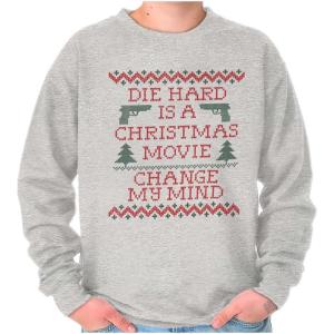 Brisco Brands Christmas Movie Change My Mind Sweatshirt for Men or Women(Sport Grey)