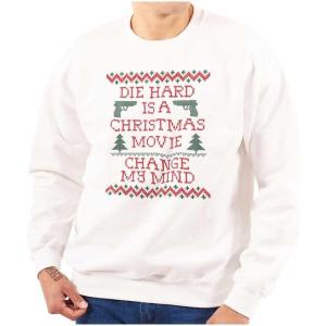 Brisco Brands Christmas Movie Change My Mind Sweatshirt for Men or Women(White)
