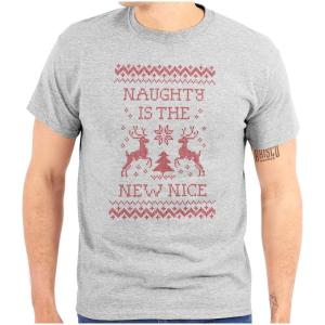 Brisco Brands Christmas Naughty is The New Nice Graphic T Shirt Men or Women(Sport Grey)
