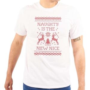 Brisco Brands Christmas Naughty is The New Nice Graphic T Shirt Men or Women(White)