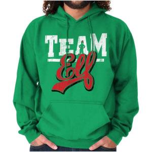 Brisco Brands Christmas Team Elf Santa’s Helper Hoodie Sweatshirt Women Men(Irish Green)