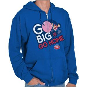 Brisco Brands Dubble Bubble Go Big Or Go Home Logo Zip Up Hoodie Mens Womens(Royal)