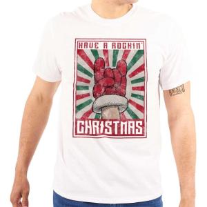 Brisco Brands Have A Rockin Christmas Poster Graphic T Shirt Men or Women(White)