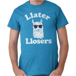 Brisco Brands Llater Losers Nerdy Geeky Cute Llama Graphic T Shirt Men or Women Heather Sapphire
