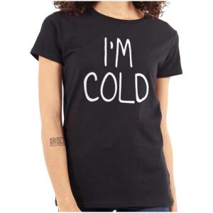 Classic Teaze I’m Cold Bundle Up Statement Womens Slim Fit Graphic Tee(Black)