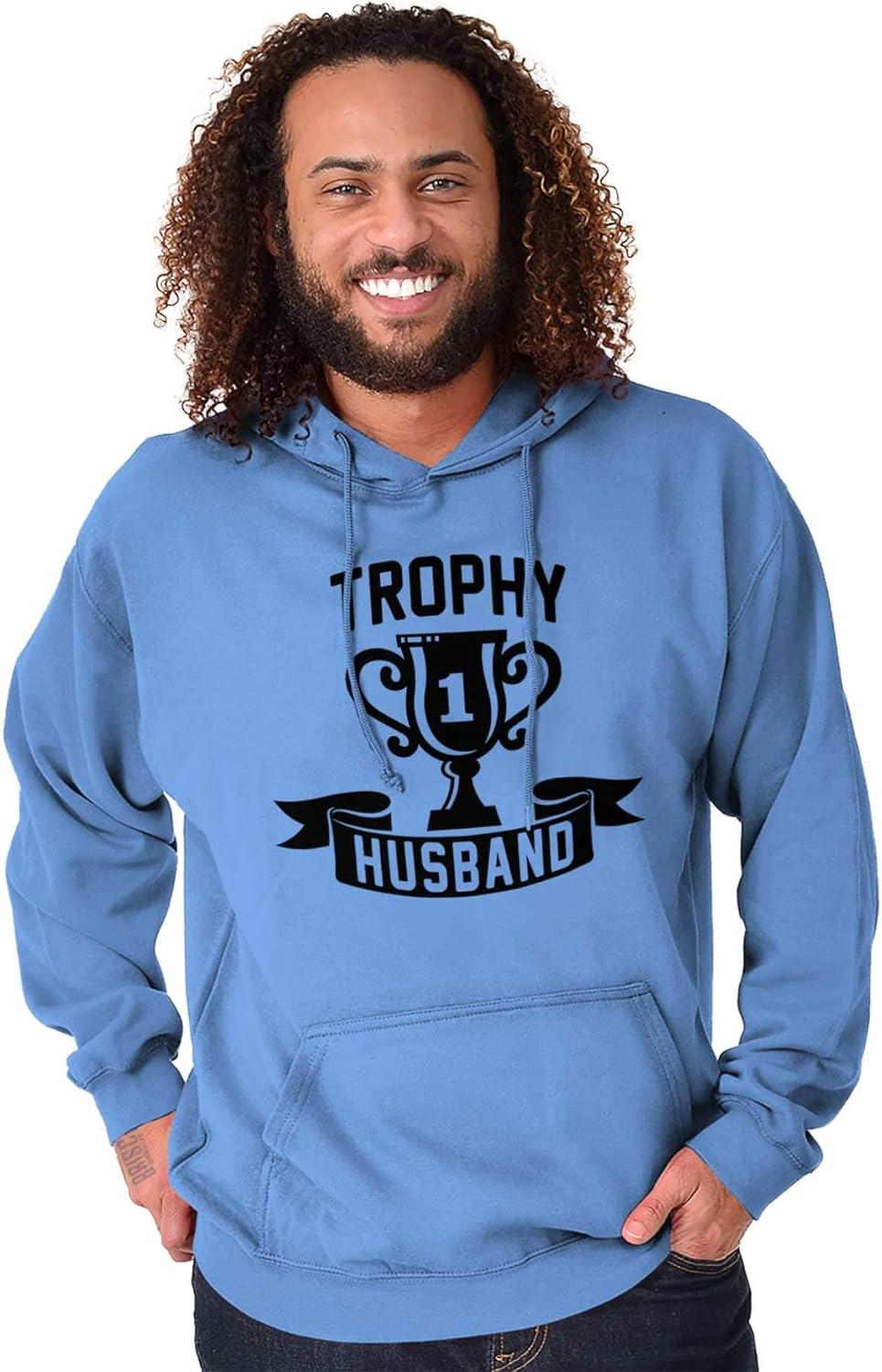 imageBrisco Brands Cool Trophy Husband Number 1 Hubby Hoodie Hooded Sweatshirt MenCarolina Blue