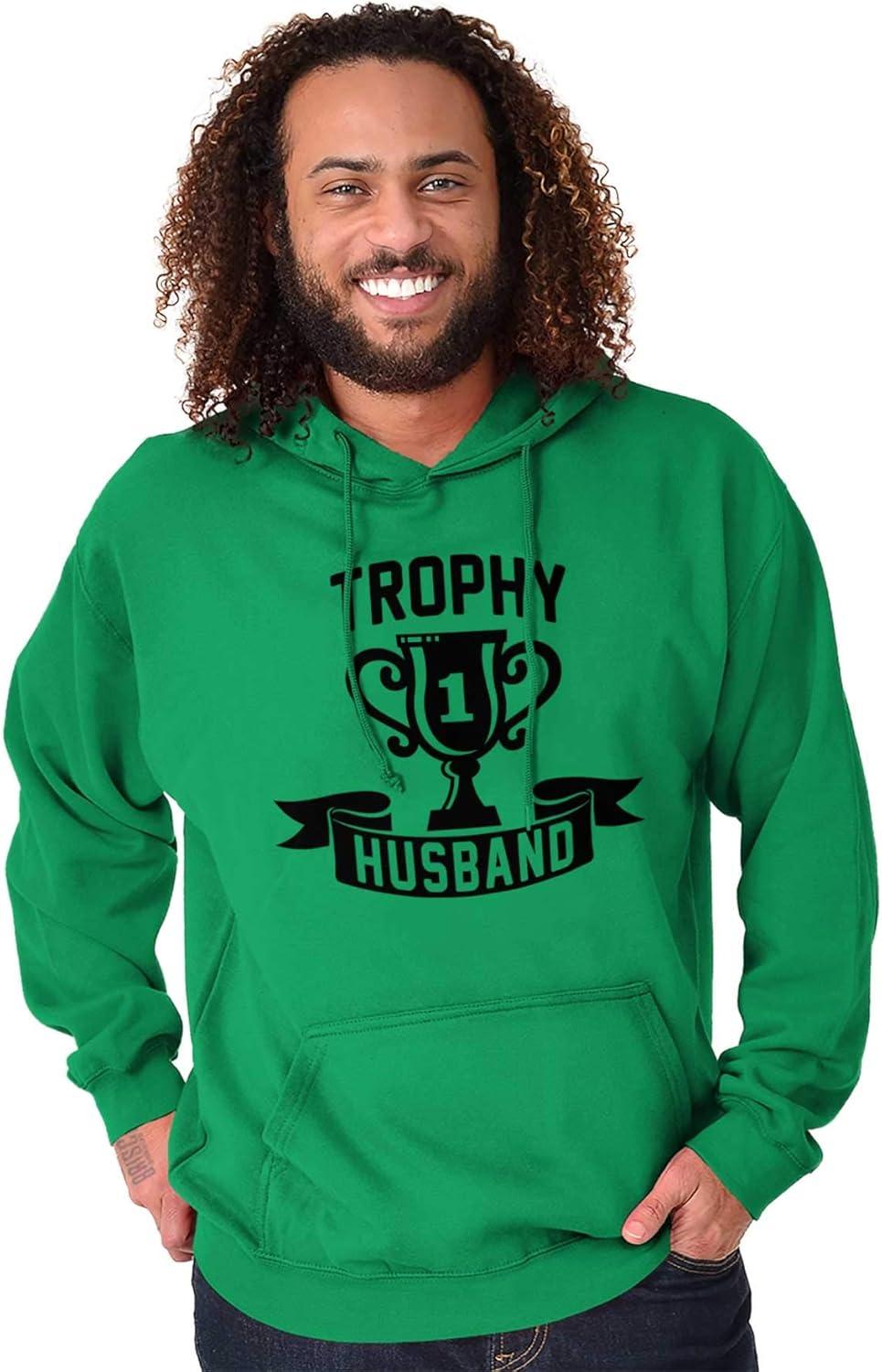 imageBrisco Brands Cool Trophy Husband Number 1 Hubby Hoodie Hooded Sweatshirt MenIrish Green