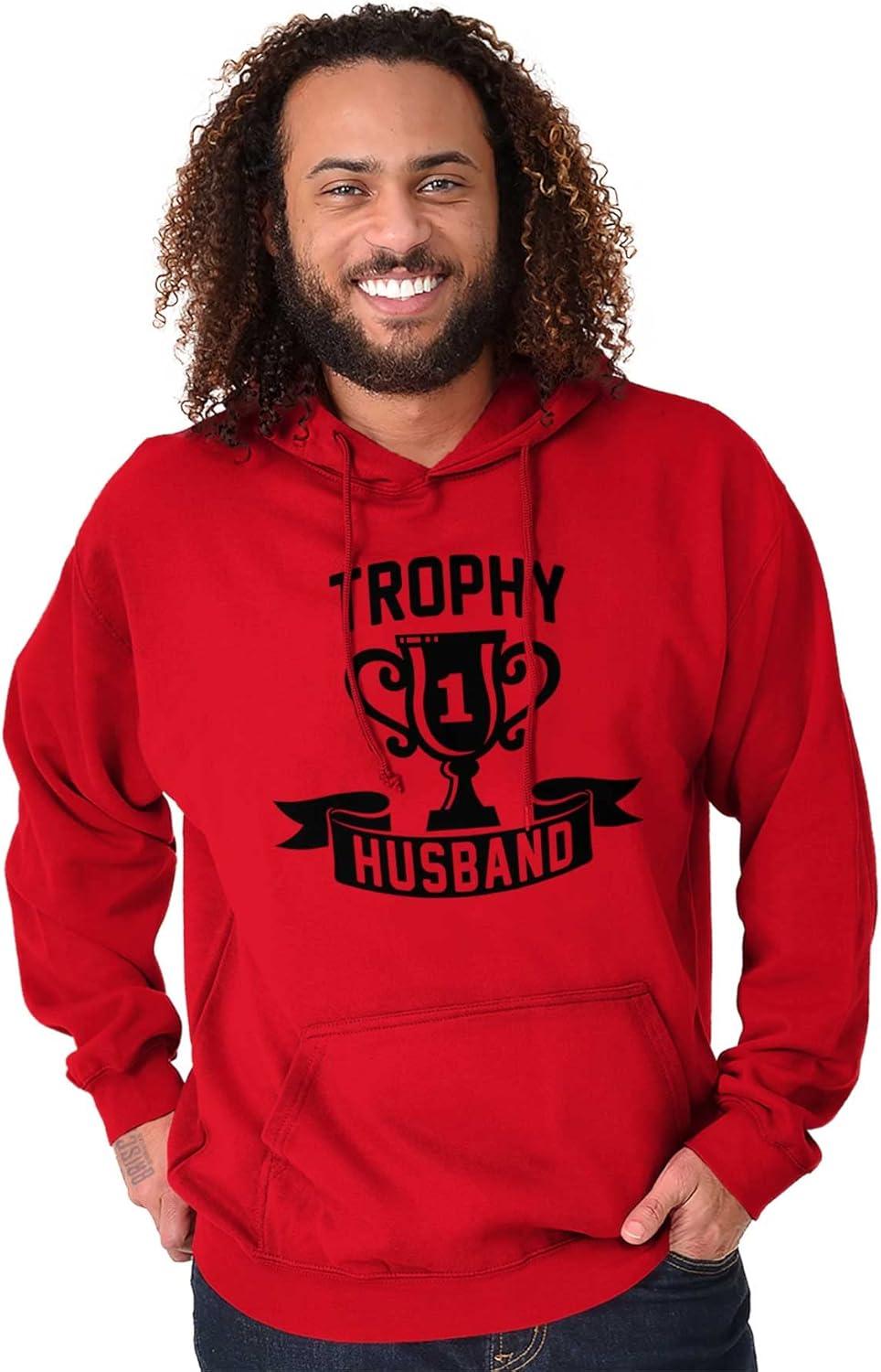 imageBrisco Brands Cool Trophy Husband Number 1 Hubby Hoodie Hooded Sweatshirt MenRed