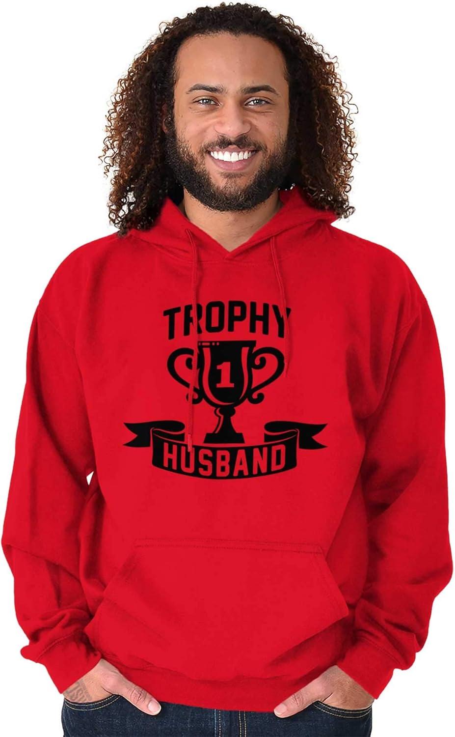 imageBrisco Brands Cool Trophy Husband Number 1 Hubby Hoodie Hooded Sweatshirt MenRed