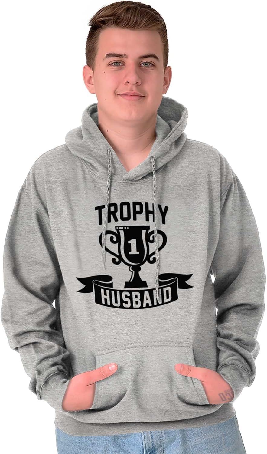 imageBrisco Brands Cool Trophy Husband Number 1 Hubby Hoodie Hooded Sweatshirt MenSport Grey