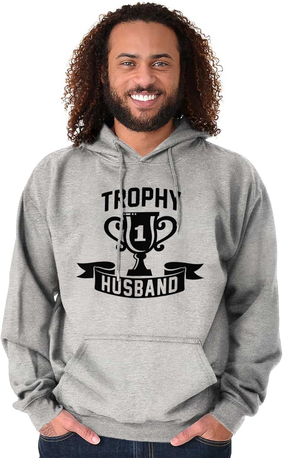imageBrisco Brands Cool Trophy Husband Number 1 Hubby Hoodie Hooded Sweatshirt MenSport Grey