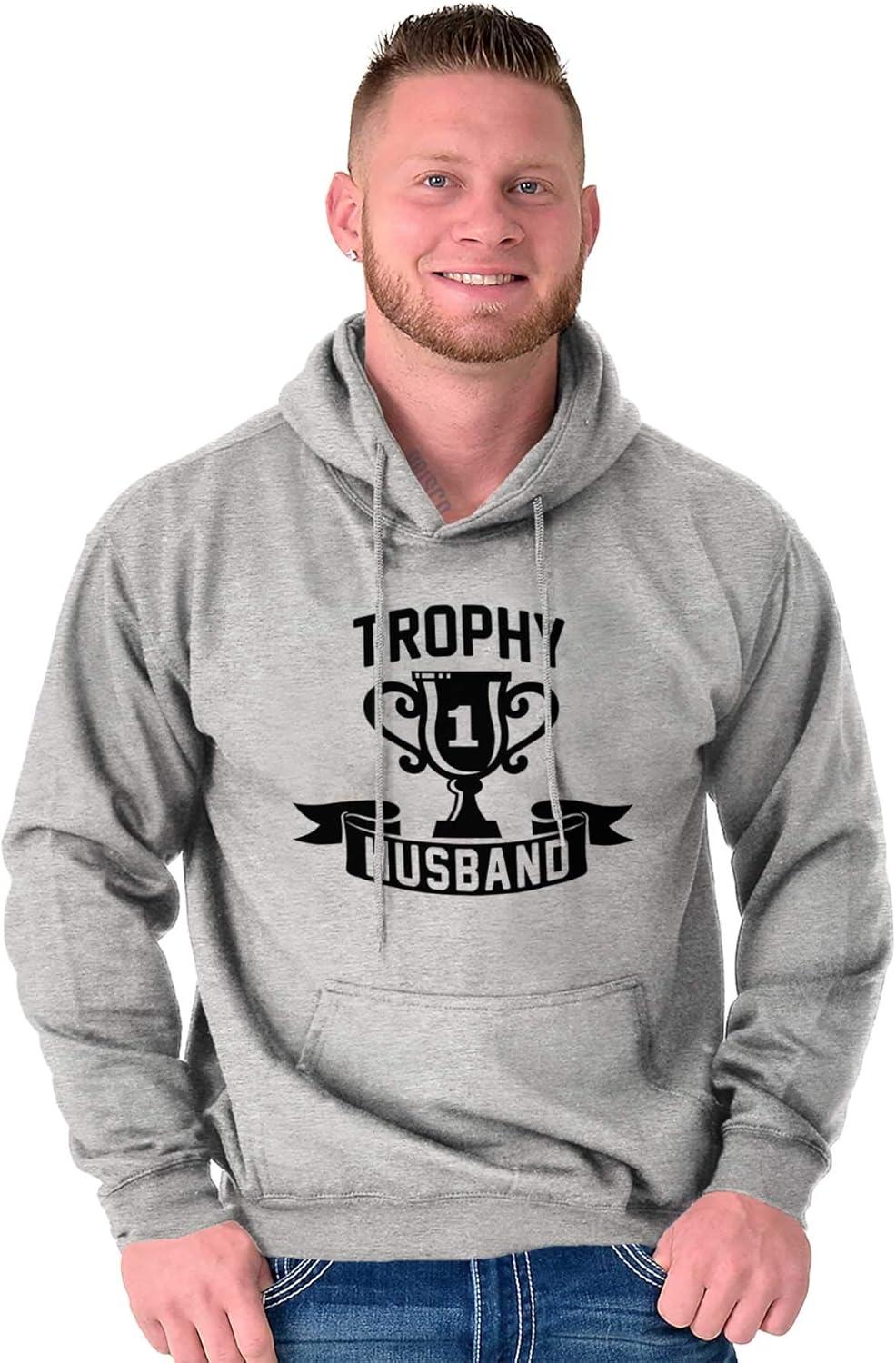imageBrisco Brands Cool Trophy Husband Number 1 Hubby Hoodie Hooded Sweatshirt MenSport Grey