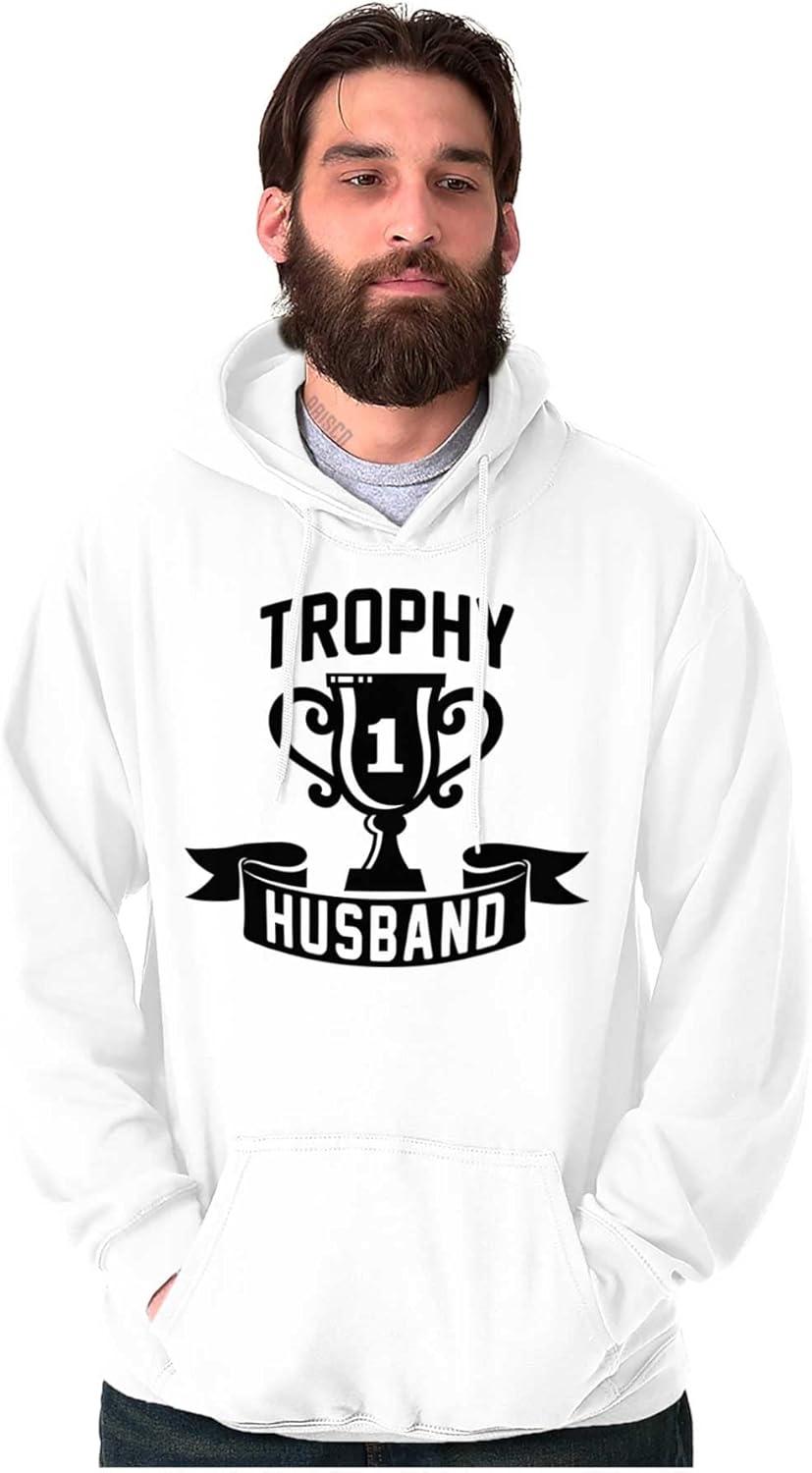 imageBrisco Brands Cool Trophy Husband Number 1 Hubby Hoodie Hooded Sweatshirt MenWhite