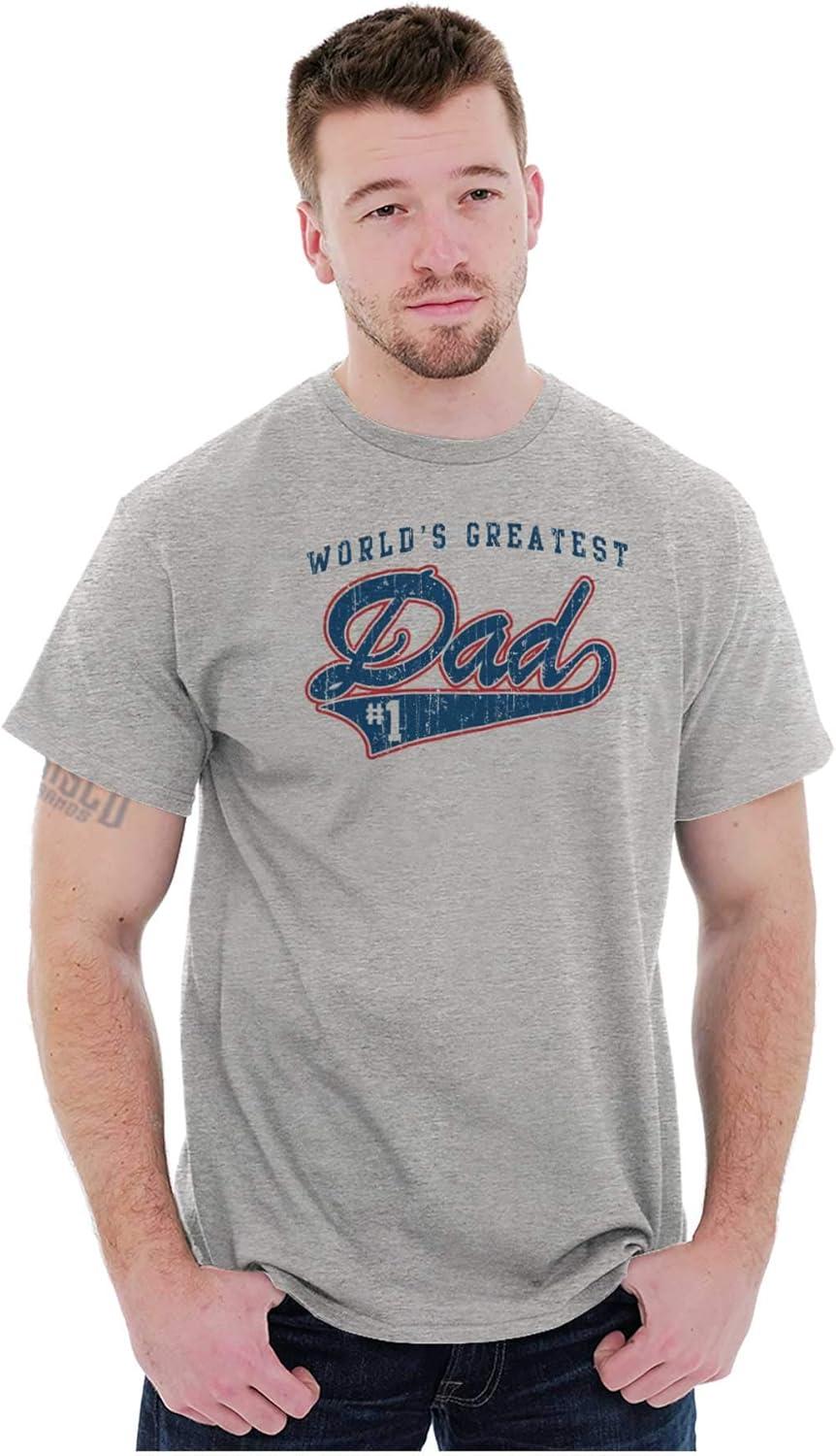 imageBrisco Brands Worlds Greatest Dad Number 1 Father Mens Graphic T Shirt TeesSport Grey