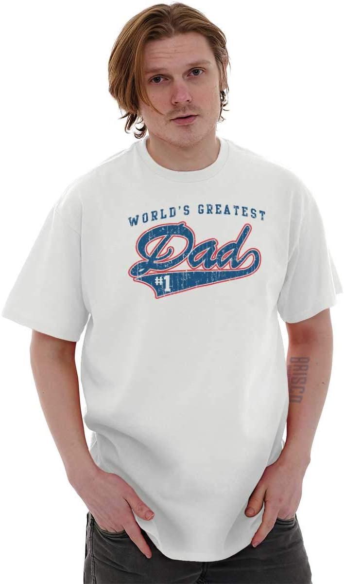 imageBrisco Brands Worlds Greatest Dad Number 1 Father Mens Graphic T Shirt TeesWhite
