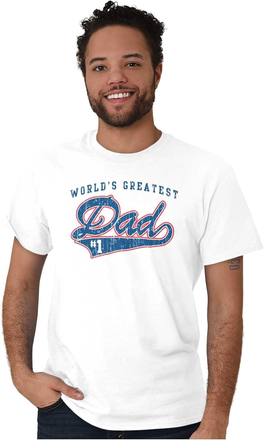 imageBrisco Brands Worlds Greatest Dad Number 1 Father Mens Graphic T Shirt TeesWhite