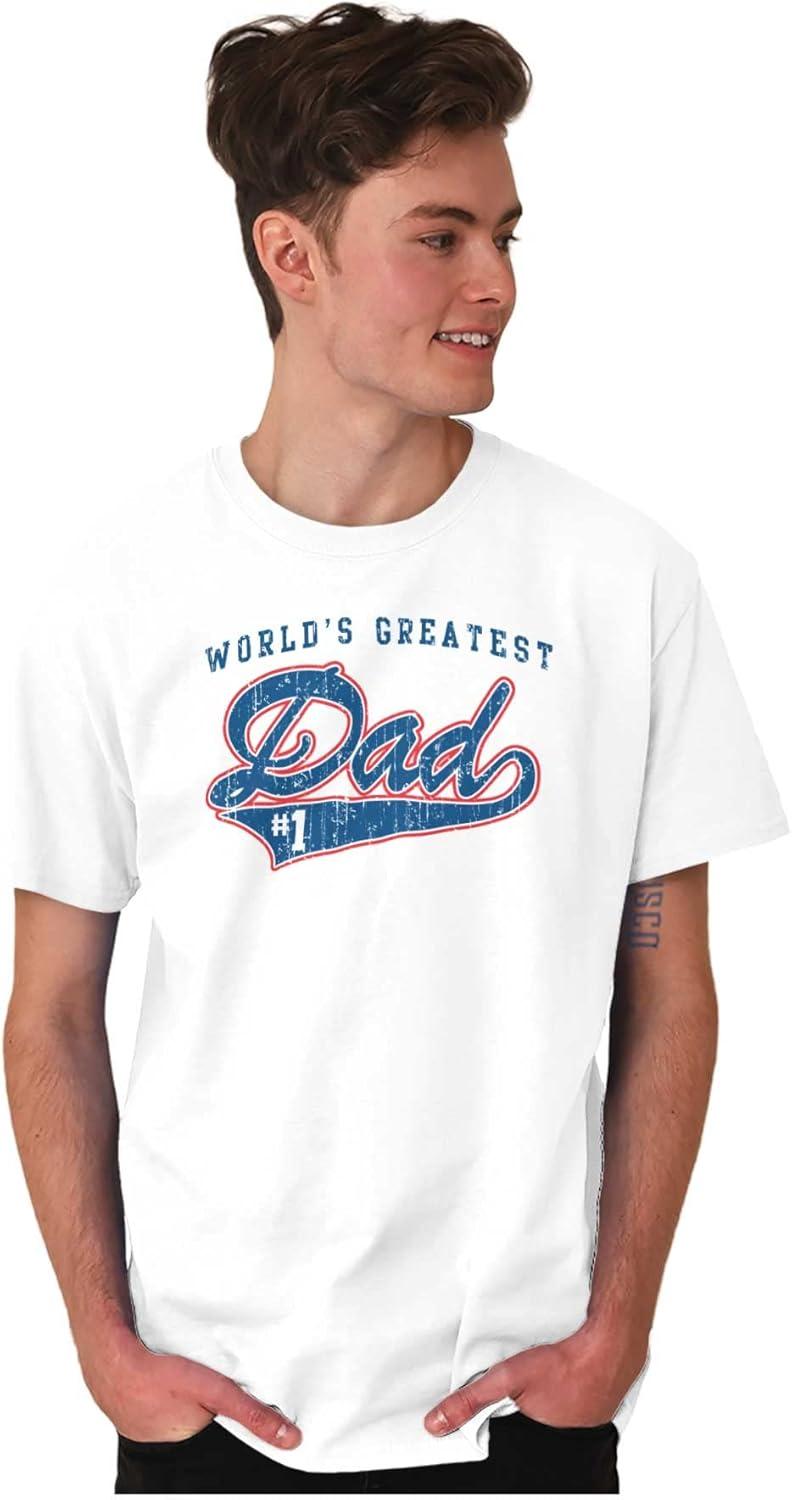 imageBrisco Brands Worlds Greatest Dad Number 1 Father Mens Graphic T Shirt TeesWhite