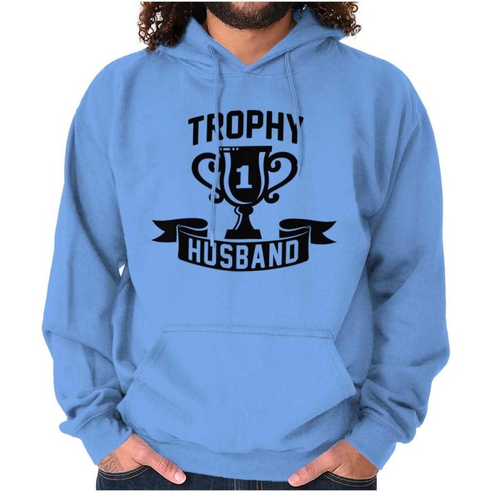 imageBrisco Brands Cool Trophy Husband Number 1 Hubby Hoodie Hooded Sweatshirt MenCarolina Blue