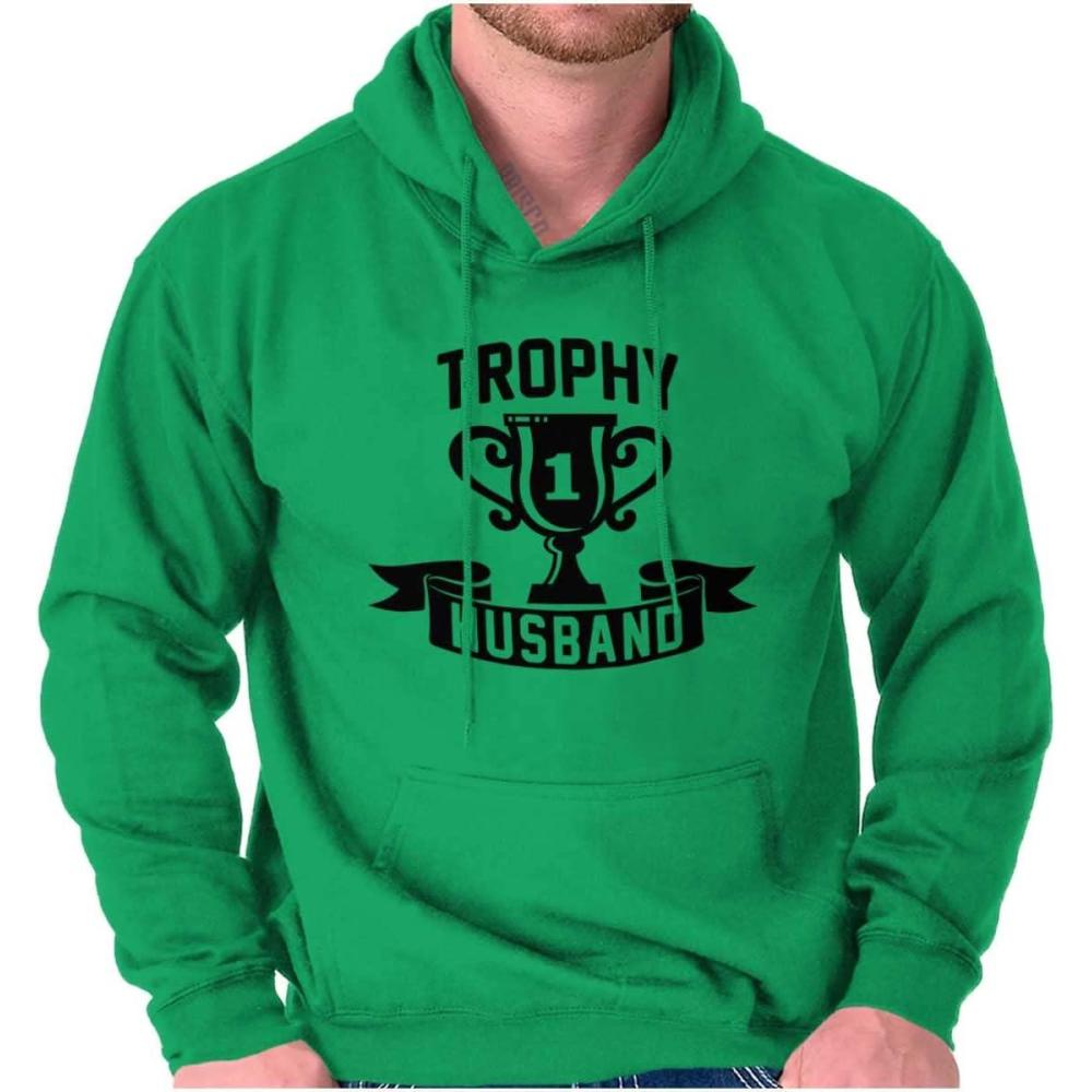 imageBrisco Brands Cool Trophy Husband Number 1 Hubby Hoodie Hooded Sweatshirt MenIrish Green