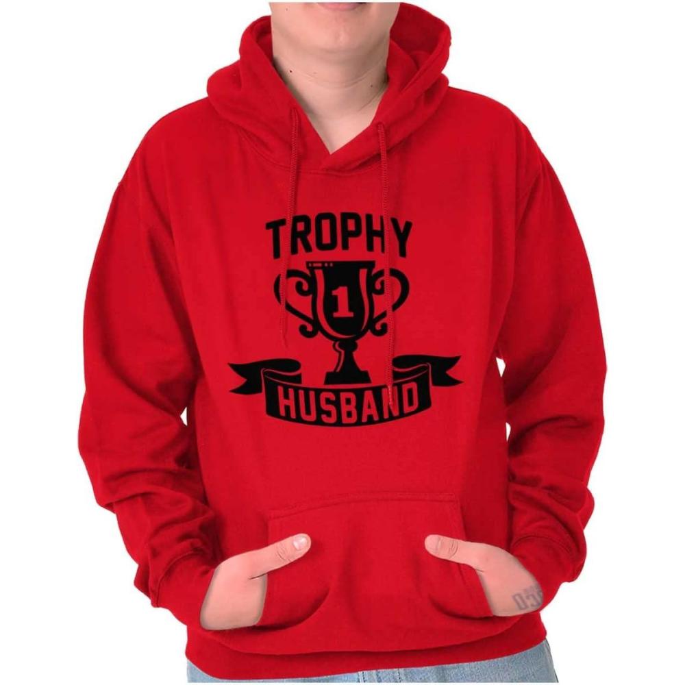 imageBrisco Brands Cool Trophy Husband Number 1 Hubby Hoodie Hooded Sweatshirt MenRed